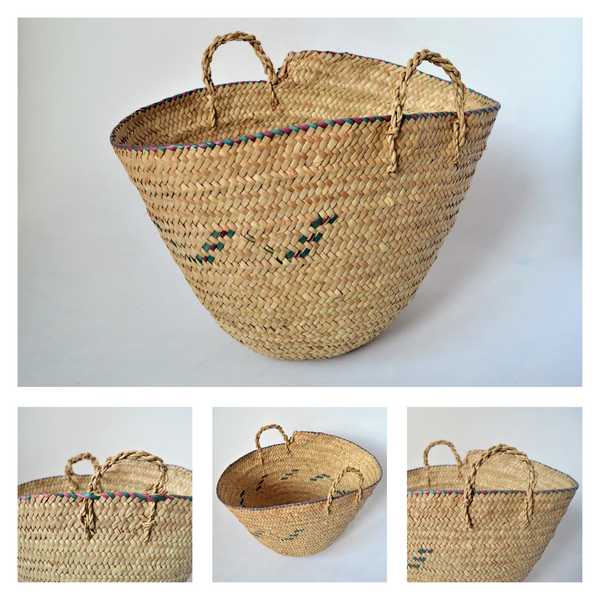 Simple straw basket made from doum palm leaves (Egypt made)