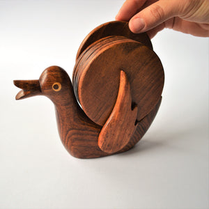 Hand-carved DUCK coaster set