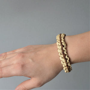 Bohemian minimal leather & palm leaves bracelet