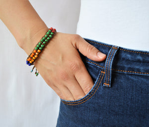 Leather bracelet with colorful beads