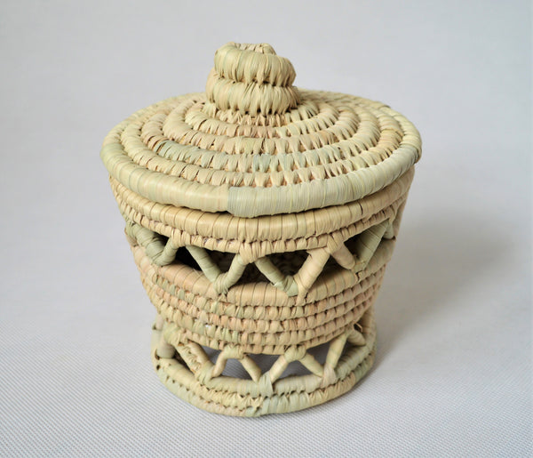 Traditional woven canister, Moroccan baskets