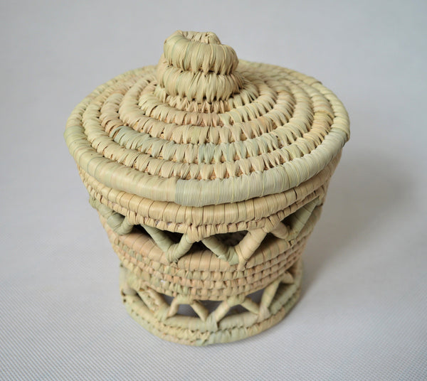 Traditional woven canister, Moroccan baskets