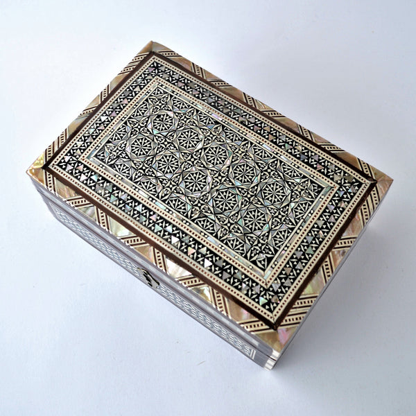 Mother of pearl jewelry box, Egypt mosaic