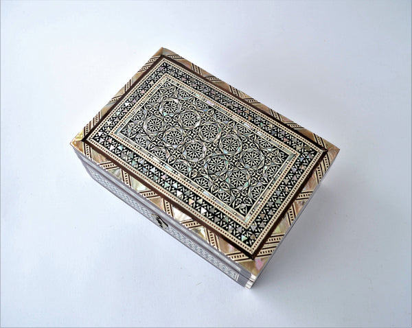 Mother of pearl jewelry box, Egypt mosaic