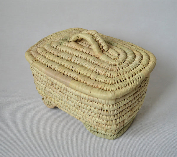 Woven Moroccan basket, Wicker straw box