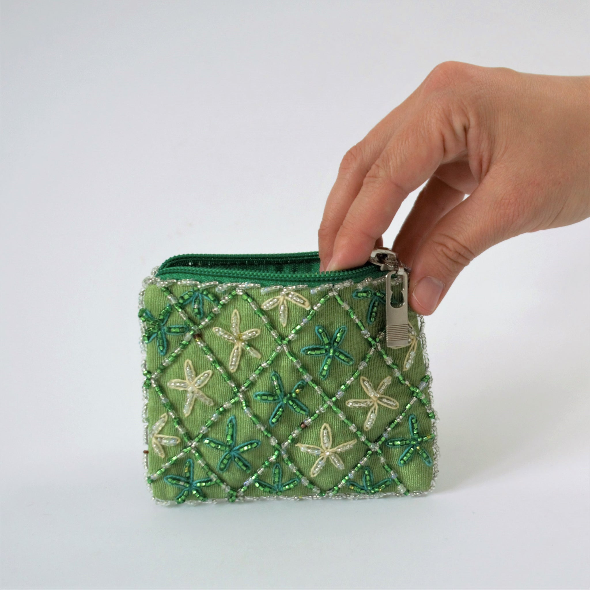 Green embroidered bag, Ethnic Egyptian, handmade purse, Bohemian
