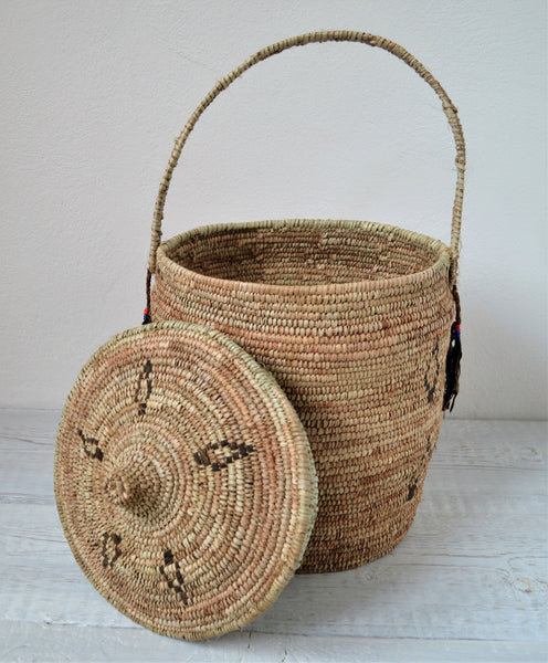 Rustic woven basket, Tribal Berber Basket