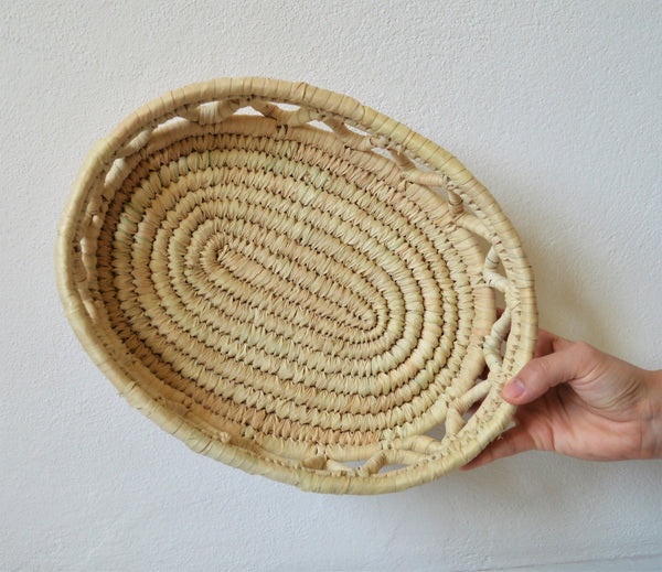 Oval bread tray from palm wicker