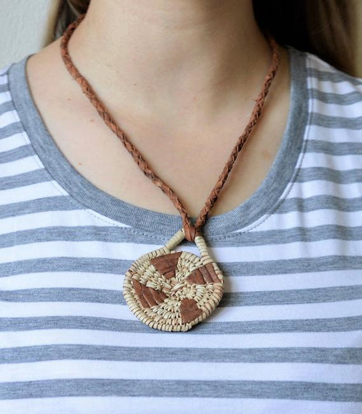 Hippie woman necklace, Leather necklace, Tribal handmade jewelry