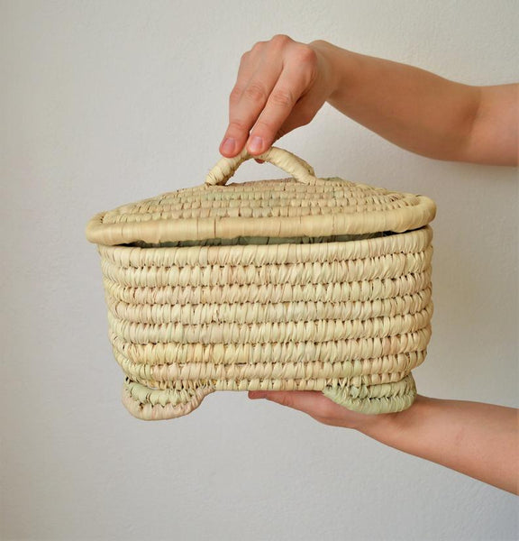 Woven Moroccan basket, Wicker straw box